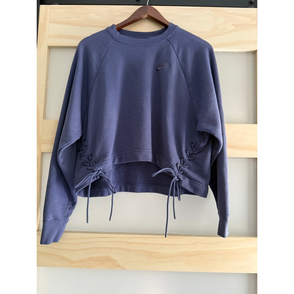 Nike Lace-Up Side Cropped Sweatshirt Purple Medium - Picture 1 of 5